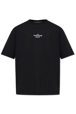 DUKE & DEXTER Black Crew Neck T-shirt with Gothic Print | Men's